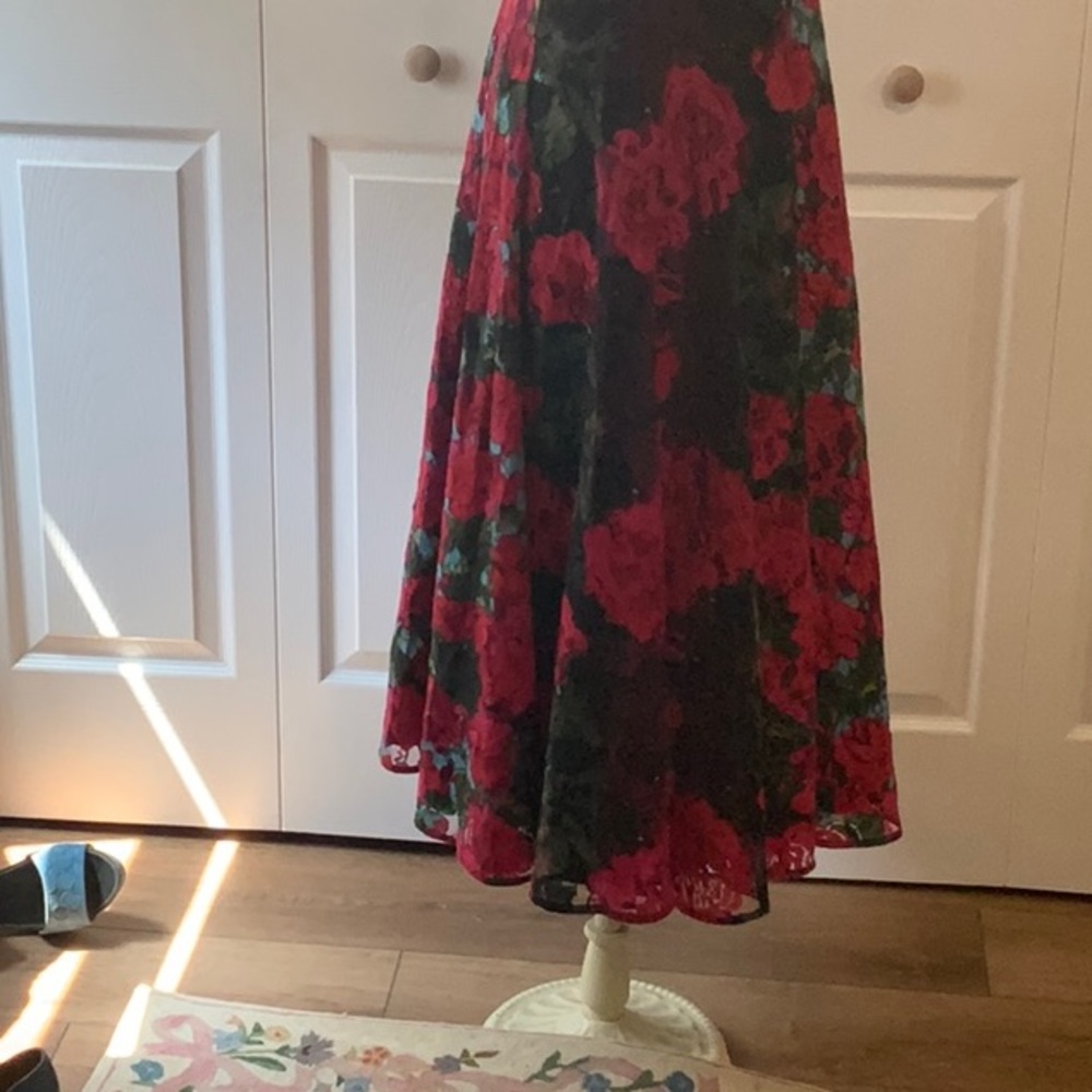 Tracy Reese Red and Black Floral Midi Dress - Picture 9 of 16